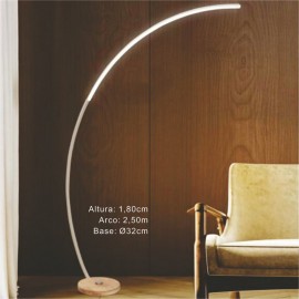 Lámpara de pié LED arco blanca 3 tonos de luz 3000~4000~6500K H1,80cm arco: 2,50mts base: Ø32cm